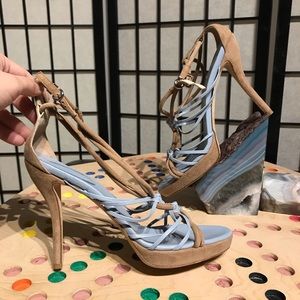 Leather Pastel Coquette Coastal Woven Straps Crisscross Sandals Platform